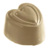 De vorm van de praline Aardbei, in witte chocolade