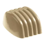 De vorm van de praline Pistache, in witte chocolade