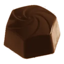 De vorm van de praline Praliné, in melk chocolade