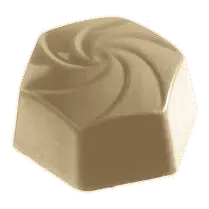 De vorm van de praline Praliné, in witte chocolade