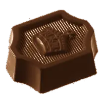 De vorm van de praline Thee ganache, in melk chocolade