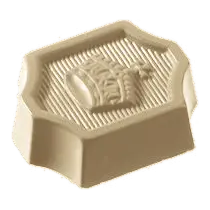 De vorm van de praline Thee ganache, in witte chocolade